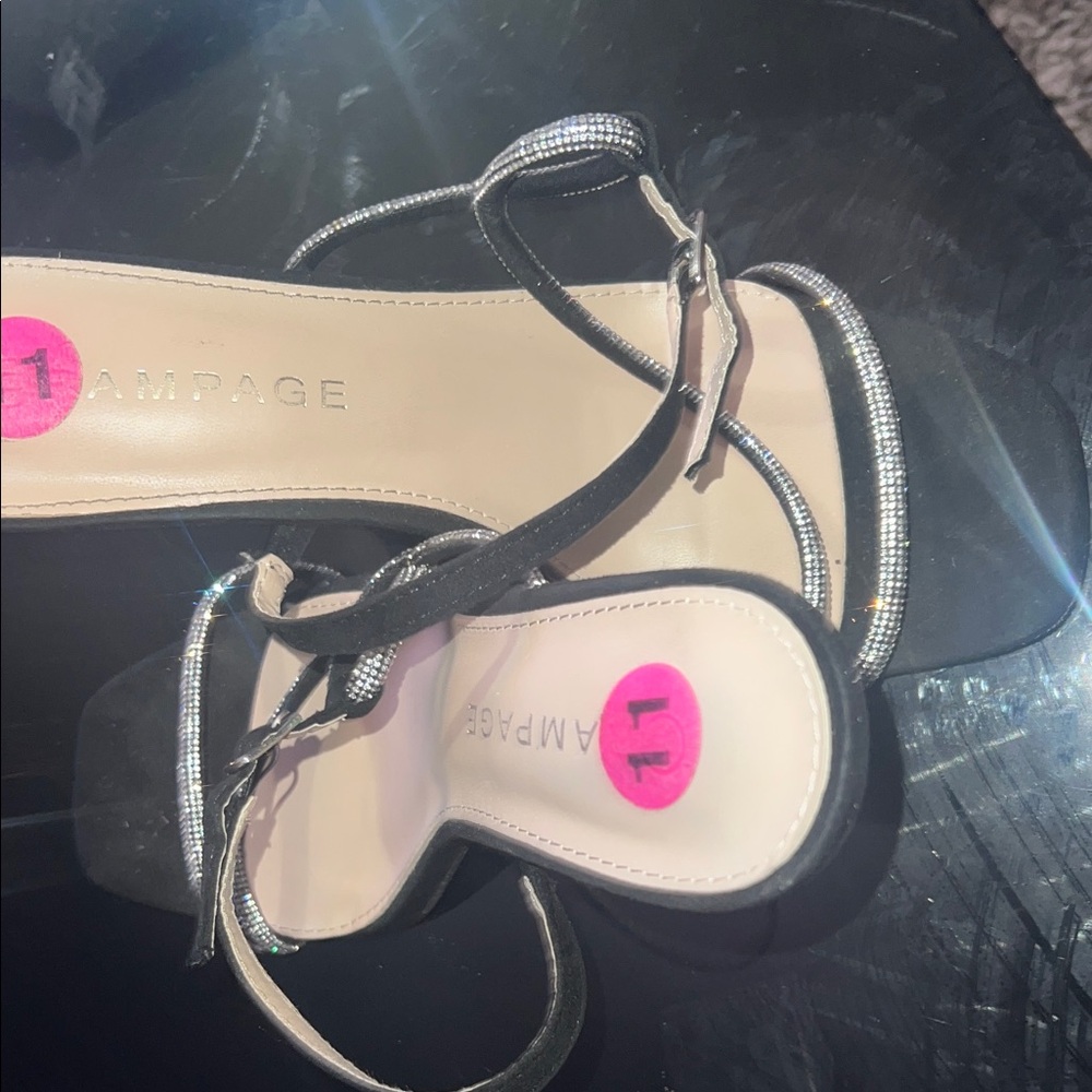 Rampage Black and Silver Strappy Heels